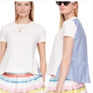 Kate Spade Broome St nautical crew neck peplum back tee M